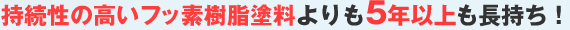 持続性の高いフッ素樹脂塗料よりも5年以上も長持ち！